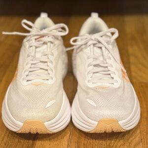 Size 10 - Hoka Women's Bondi 8 Athletic Shoes Cream and Orange
